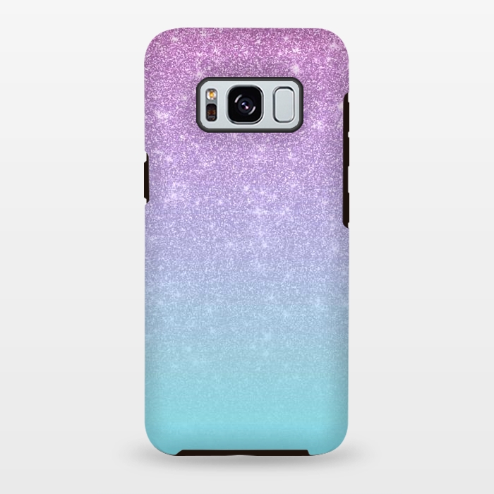 Galaxy S8 plus StrongFit Girly Purple Blue Glitter Ombre Gradient by Julie Erin Designs