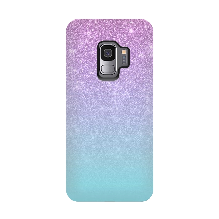 Galaxy S9 StrongFit Girly Purple Blue Glitter Ombre Gradient by Julie Erin Designs