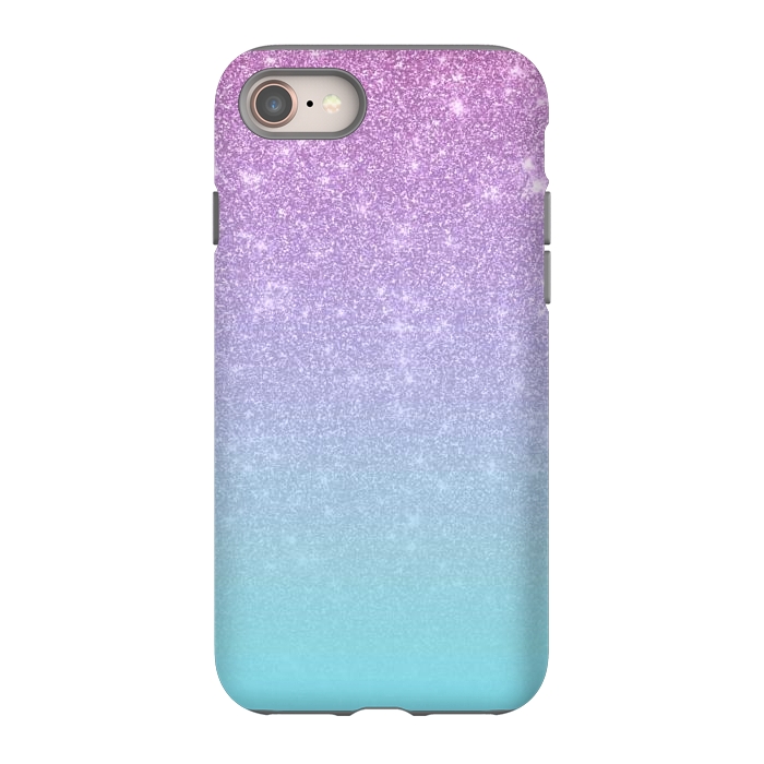 iPhone 8 StrongFit Girly Purple Blue Glitter Ombre Gradient by Julie Erin Designs