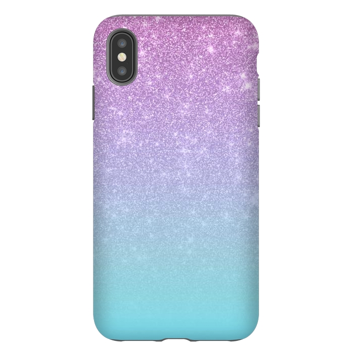 iPhone Xs Max StrongFit Girly Purple Blue Glitter Ombre Gradient by Julie Erin Designs