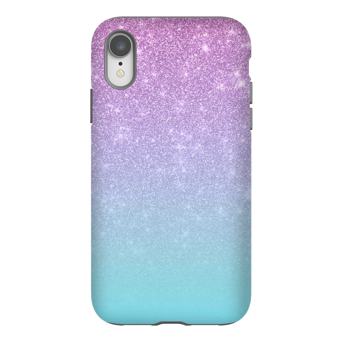 iPhone Xr StrongFit Girly Purple Blue Glitter Ombre Gradient by Julie Erin Designs