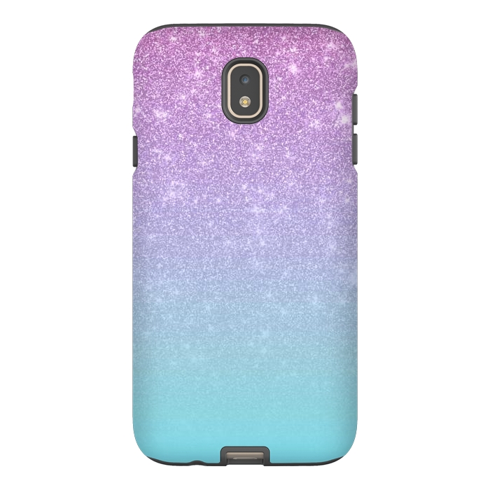 Galaxy J7 StrongFit Girly Purple Blue Glitter Ombre Gradient by Julie Erin Designs