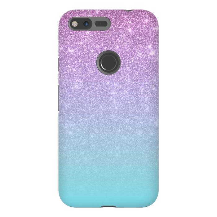 Pixel XL StrongFit Girly Purple Blue Glitter Ombre Gradient by Julie Erin Designs