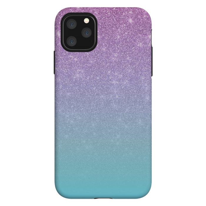 iPhone 11 Pro Max StrongFit Girly Purple Blue Glitter Ombre Gradient by Julie Erin Designs