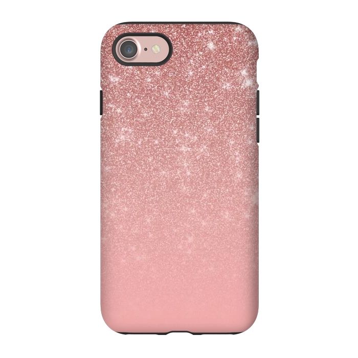iPhone 7 StrongFit Glam Rose Gold Glitter Ombre by Julie Erin Designs