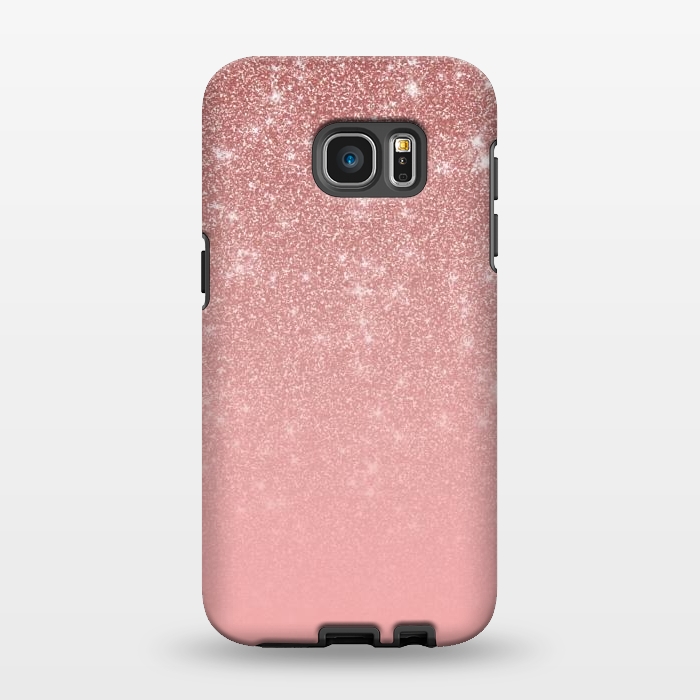 Galaxy S7 EDGE StrongFit Glam Rose Gold Glitter Ombre by Julie Erin Designs