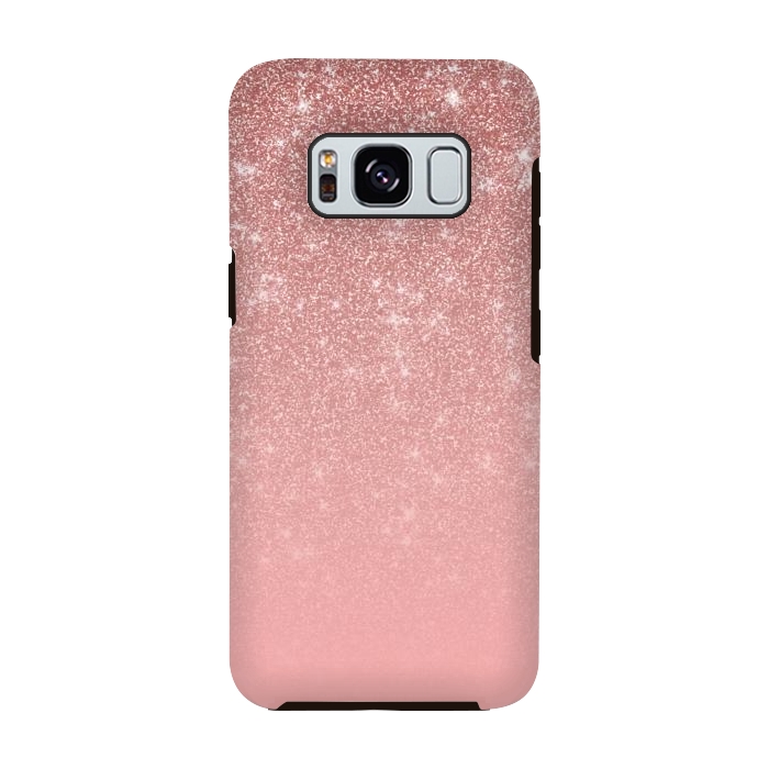 Galaxy S8 StrongFit Glam Rose Gold Glitter Ombre by Julie Erin Designs