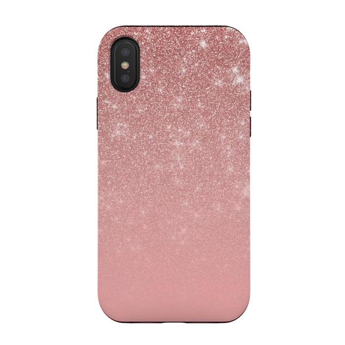 iPhone Xs / X StrongFit Glam Rose Gold Glitter Ombre by Julie Erin Designs