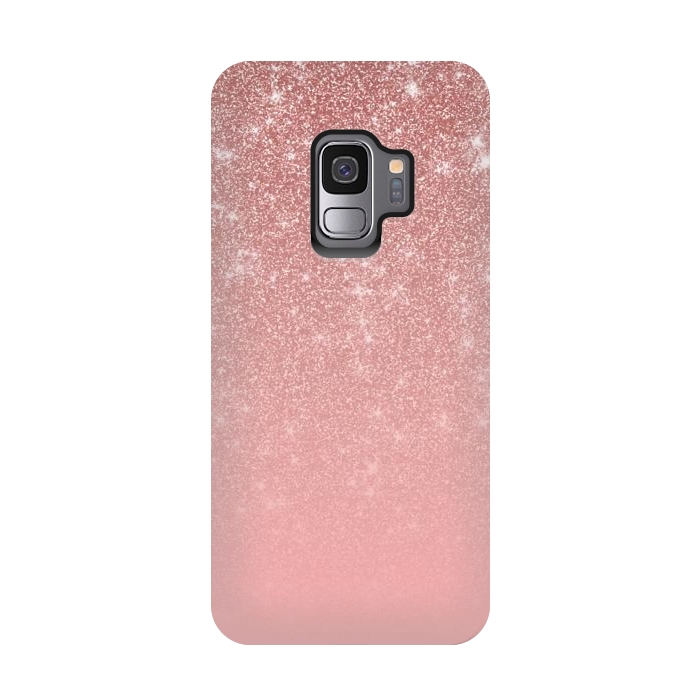 Galaxy S9 StrongFit Glam Rose Gold Glitter Ombre by Julie Erin Designs