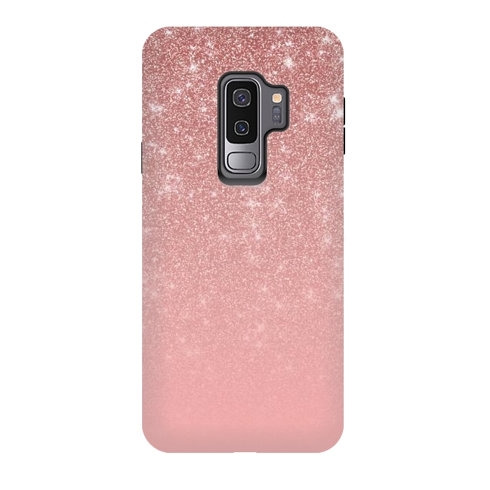 Galaxy S9 plus StrongFit Glam Rose Gold Glitter Ombre by Julie Erin Designs