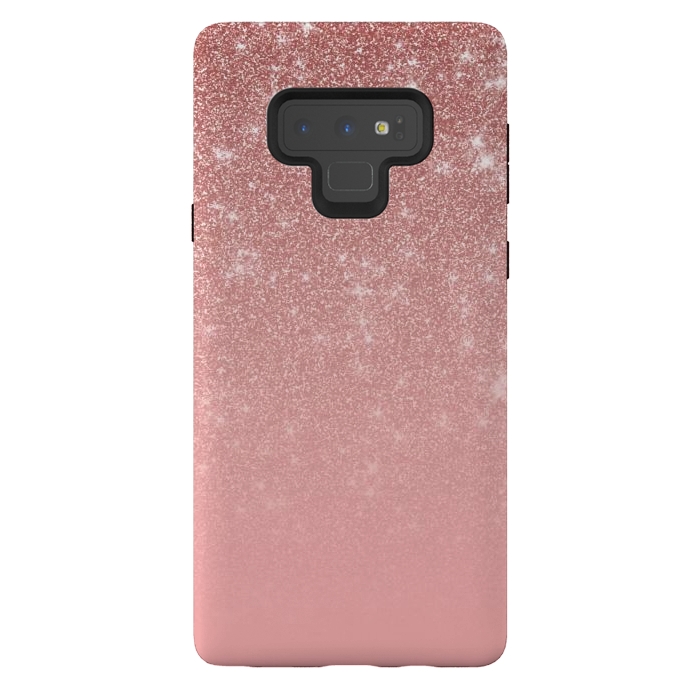 Galaxy Note 9 StrongFit Glam Rose Gold Glitter Ombre by Julie Erin Designs