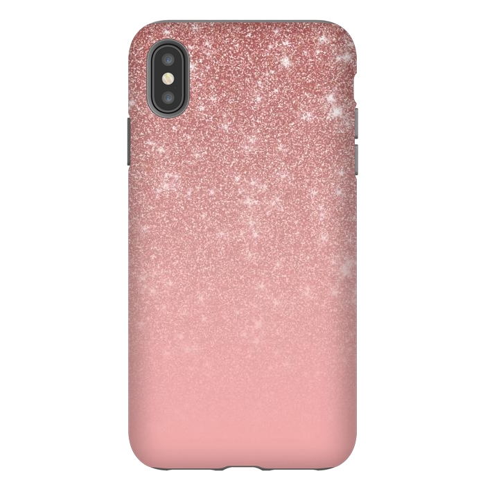 iPhone Xs Max StrongFit Glam Rose Gold Glitter Ombre by Julie Erin Designs