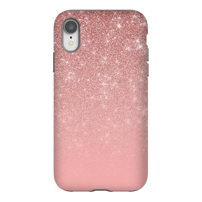 iPhone Xr StrongFit Glam Rose Gold Glitter Ombre by Julie Erin Designs