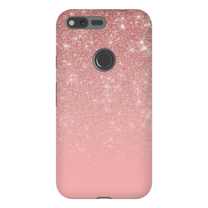 Pixel XL StrongFit Glam Rose Gold Glitter Ombre by Julie Erin Designs