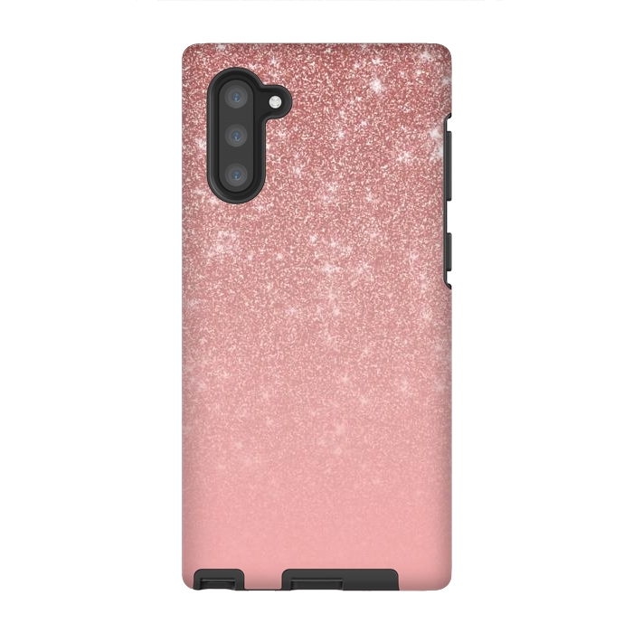 Galaxy Note 10 StrongFit Glam Rose Gold Glitter Ombre by Julie Erin Designs