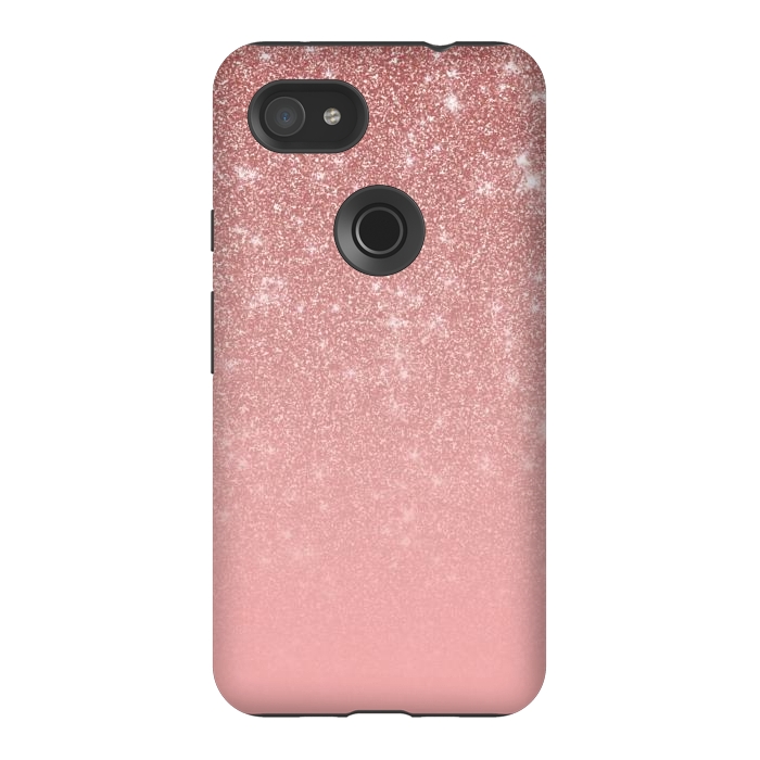 Pixel 3AXL StrongFit Glam Rose Gold Glitter Ombre by Julie Erin Designs