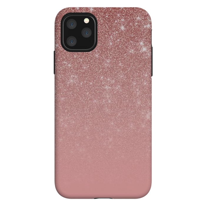 iPhone 11 Pro Max StrongFit Glam Rose Gold Glitter Ombre by Julie Erin Designs