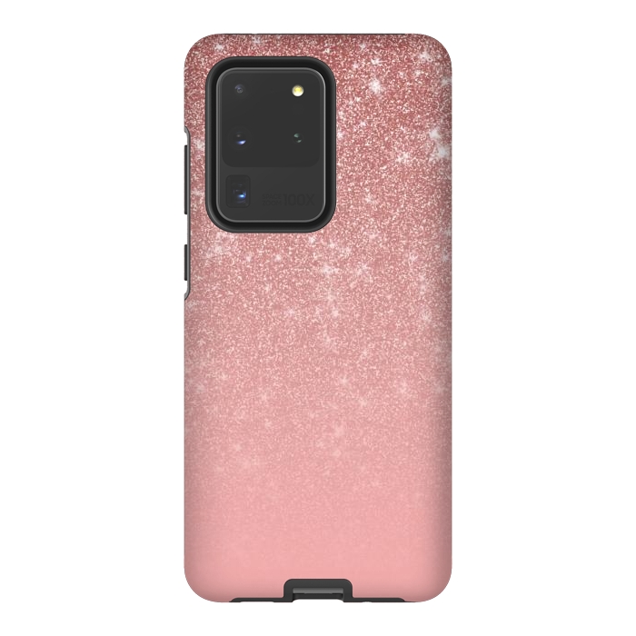 Galaxy S20 Ultra StrongFit Glam Rose Gold Glitter Ombre by Julie Erin Designs