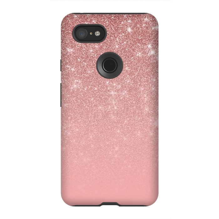 Pixel 3XL StrongFit Glam Rose Gold Glitter Ombre by Julie Erin Designs