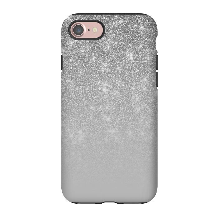 iPhone 7 StrongFit Glam Silver Glitter Grey Ombre Gradient by Julie Erin Designs