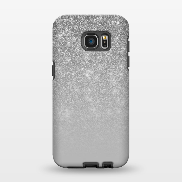 Galaxy S7 EDGE StrongFit Glam Silver Glitter Grey Ombre Gradient by Julie Erin Designs