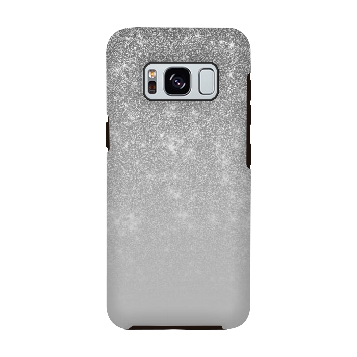 Galaxy S8 StrongFit Glam Silver Glitter Grey Ombre Gradient by Julie Erin Designs