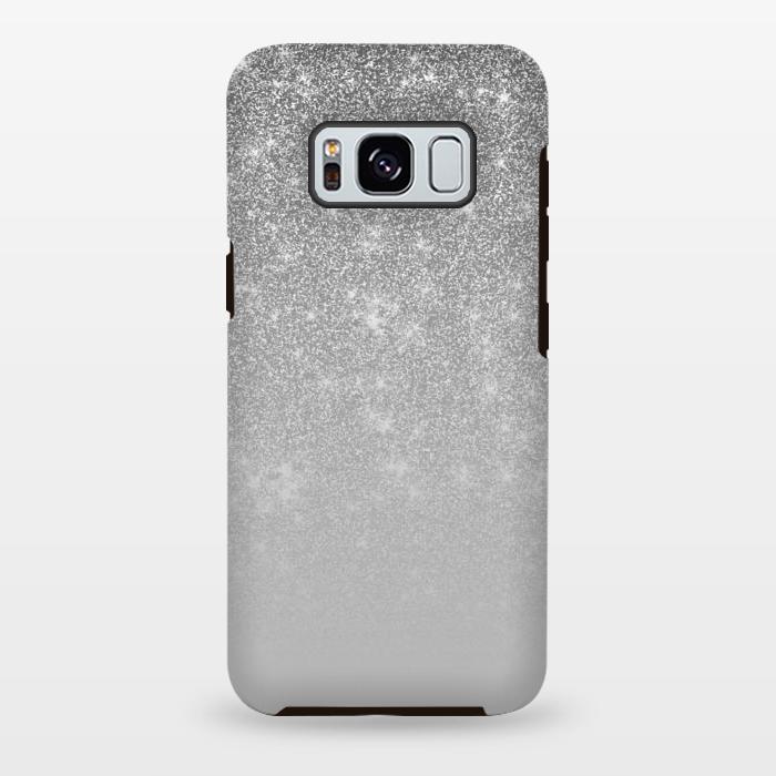 Galaxy S8 plus StrongFit Glam Silver Glitter Grey Ombre Gradient by Julie Erin Designs