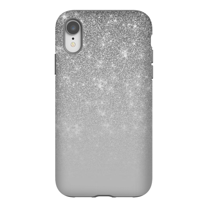 iPhone Xr StrongFit Glam Silver Glitter Grey Ombre Gradient by Julie Erin Designs