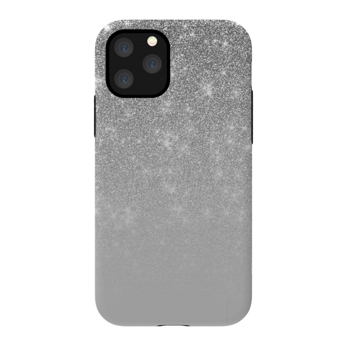 iPhone 11 Pro StrongFit Glam Silver Glitter Grey Ombre Gradient by Julie Erin Designs