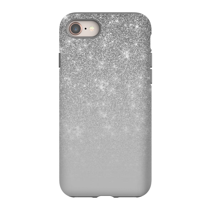 iPhone SE StrongFit Glam Silver Glitter Grey Ombre Gradient by Julie Erin Designs