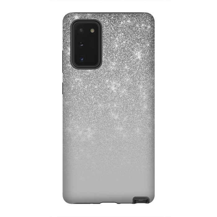 Galaxy Note 20 StrongFit Glam Silver Glitter Grey Ombre Gradient by Julie Erin Designs