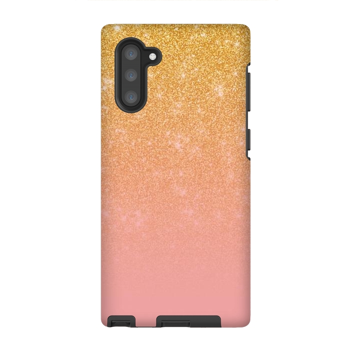 Galaxy Note 10 StrongFit Girly Gold and Pink Glitter Ombre Gradient by Julie Erin Designs