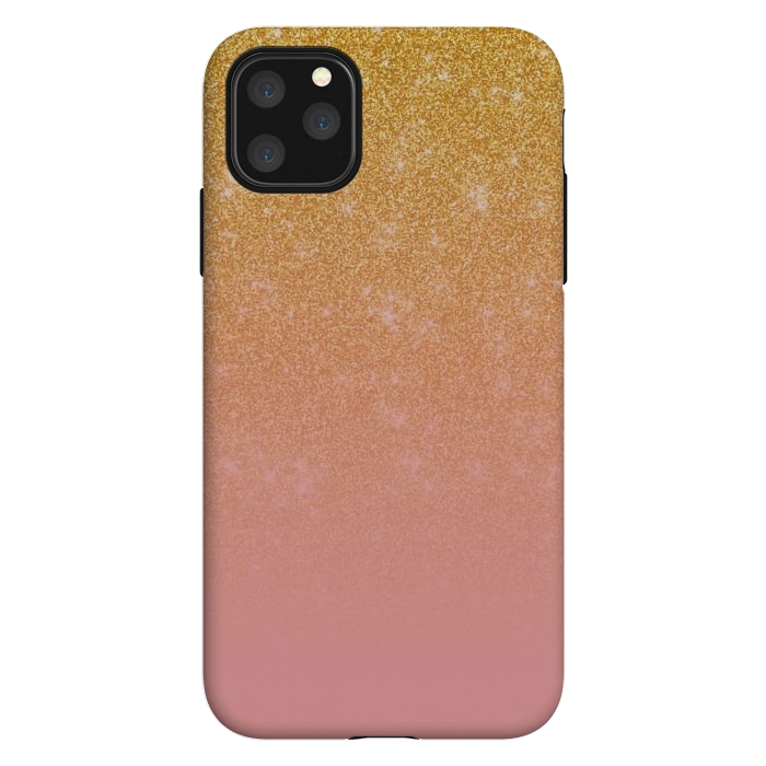 iPhone 11 Pro Max StrongFit Girly Gold and Pink Glitter Ombre Gradient by Julie Erin Designs