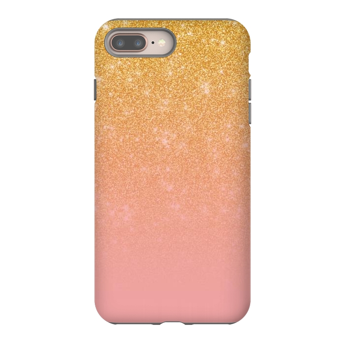 iPhone 7 plus StrongFit Girly Gold and Pink Glitter Ombre Gradient by Julie Erin Designs