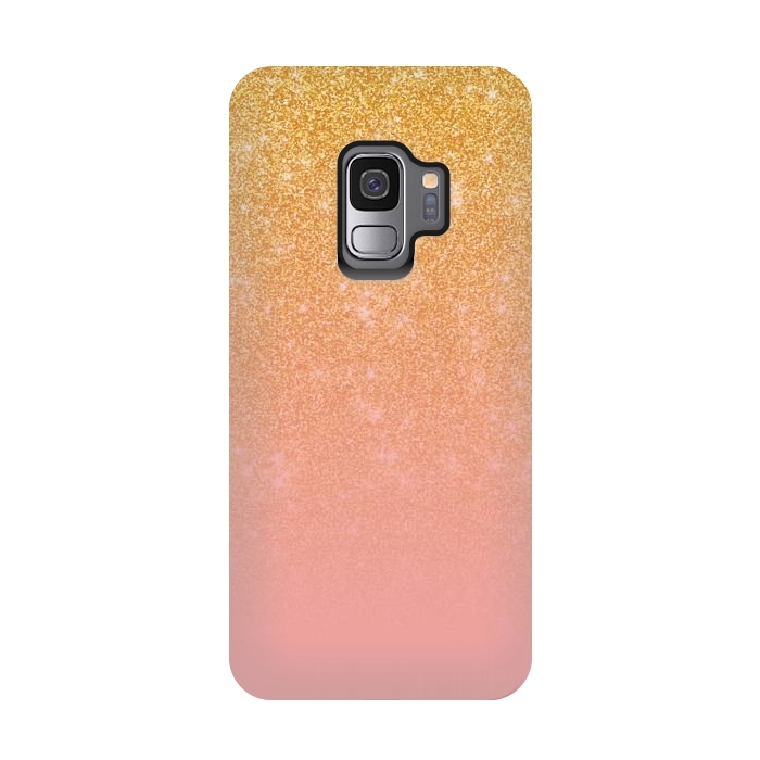 Galaxy S9 StrongFit Girly Gold and Pink Glitter Ombre Gradient by Julie Erin Designs