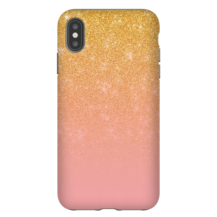 iPhone Xs Max StrongFit Girly Gold and Pink Glitter Ombre Gradient by Julie Erin Designs