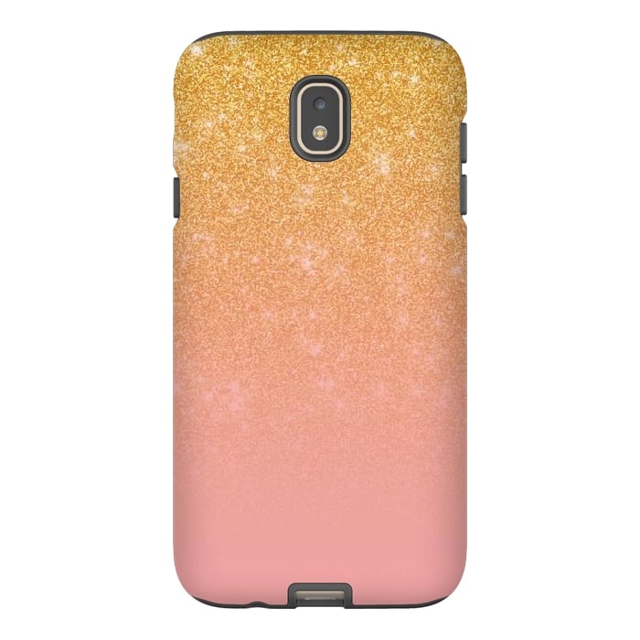 Galaxy J7 StrongFit Girly Gold and Pink Glitter Ombre Gradient by Julie Erin Designs
