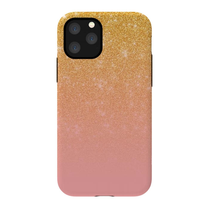 iPhone 11 Pro StrongFit Girly Gold and Pink Glitter Ombre Gradient by Julie Erin Designs