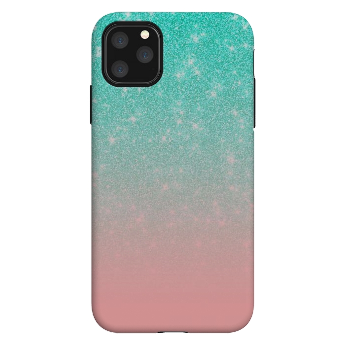 iPhone 11 Pro Max StrongFit Girly Pastel Blue Pink Glitter Ombre Gradient by Julie Erin Designs
