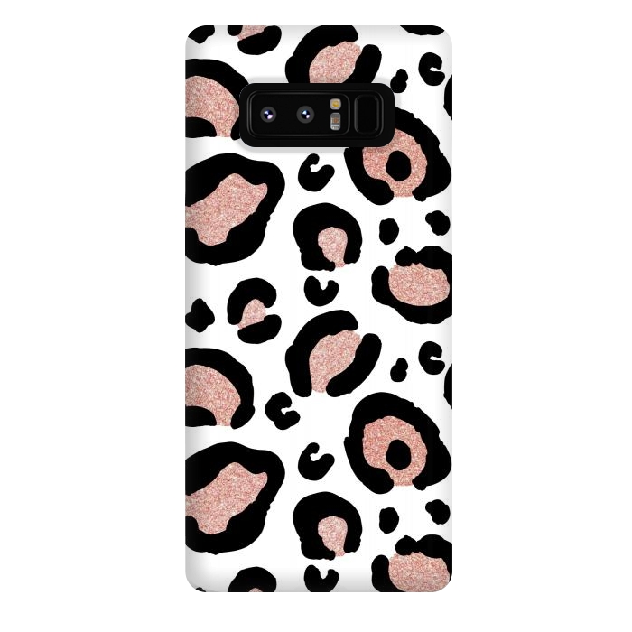 Galaxy Note 8 StrongFit Rose Gold Glitter Leopard Print by Julie Erin Designs