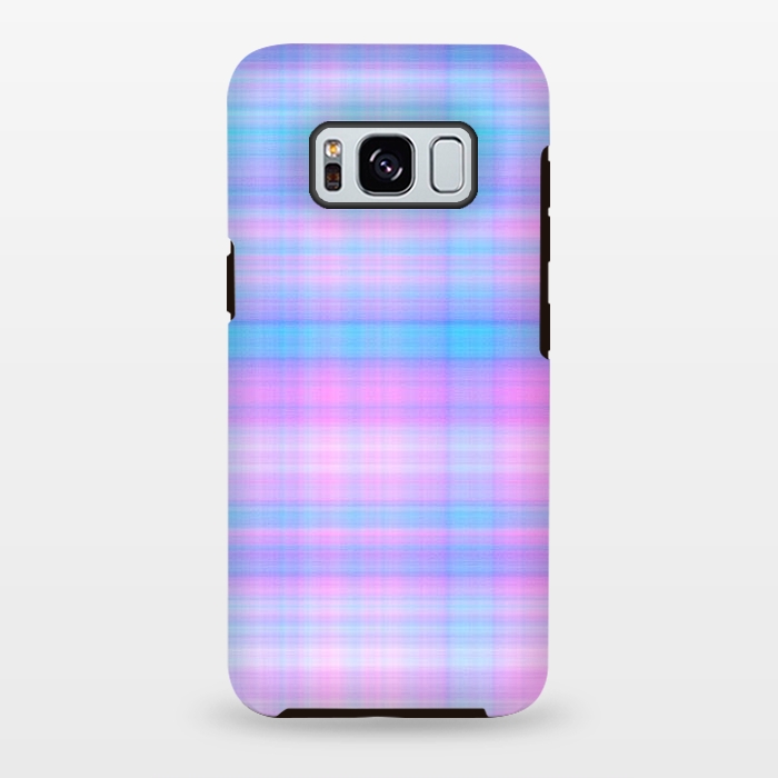 Galaxy S8 plus StrongFit Girly Pastel Plaid Blue Pink by Julie Erin Designs
