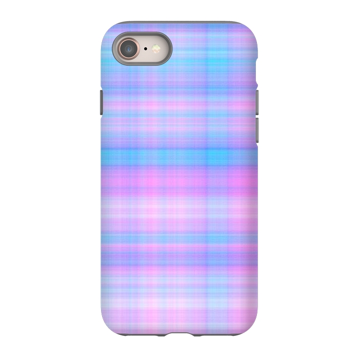 iPhone 8 StrongFit Girly Pastel Plaid Blue Pink by Julie Erin Designs