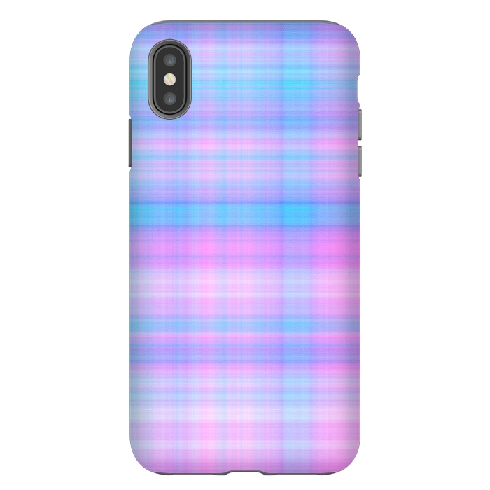 iPhone Xs Max StrongFit Girly Pastel Plaid Blue Pink by Julie Erin Designs