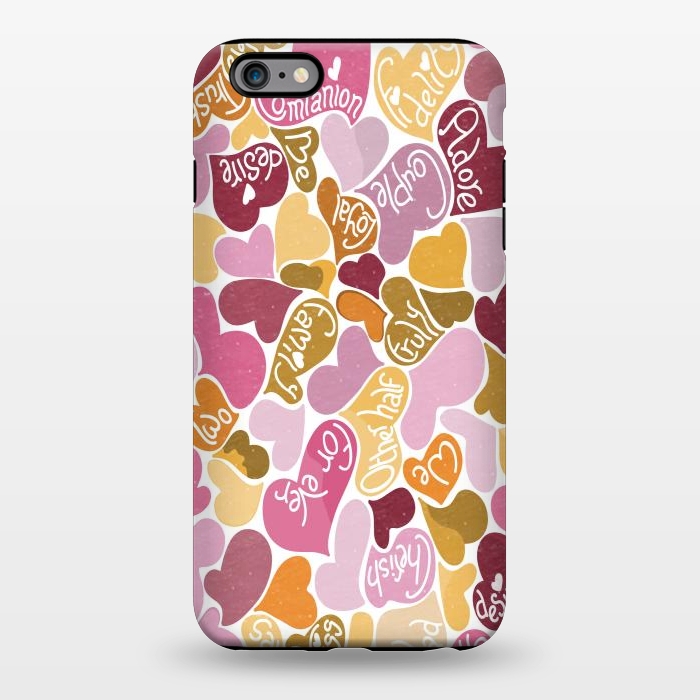 iPhone 6/6s plus StrongFit Love hearts with loving words in pink and orange by Paula Ohreen