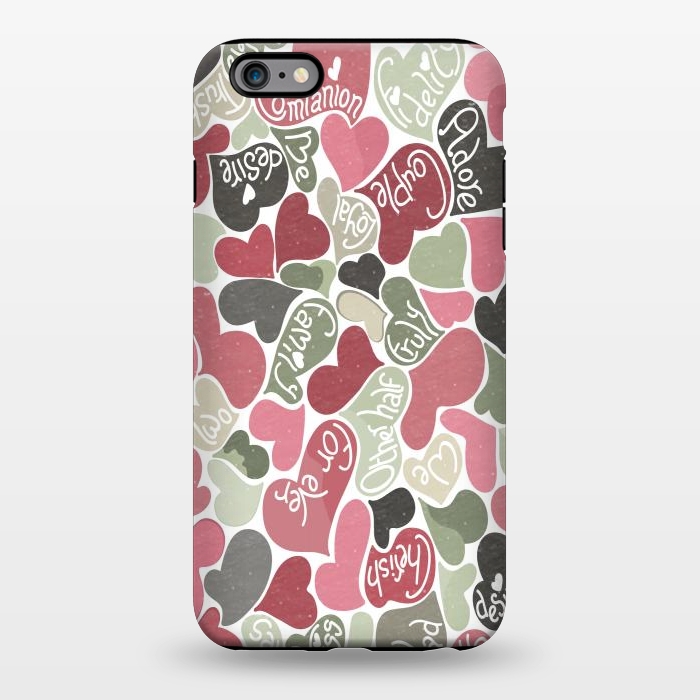 iPhone 6/6s plus StrongFit Love hearts with loving words in pink and green by Paula Ohreen