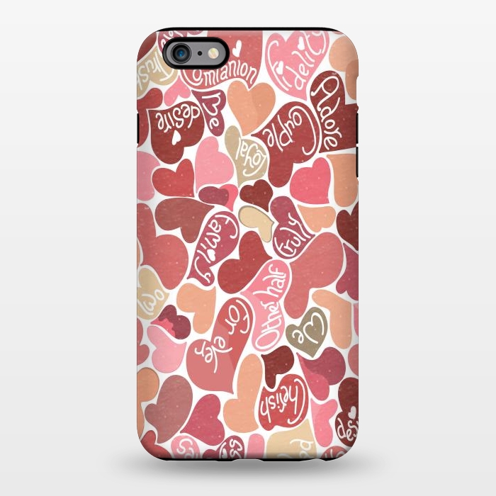 iPhone 6/6s plus StrongFit Love hearts with loving words in red and beige by Paula Ohreen