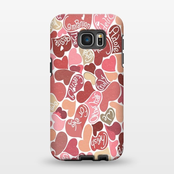 Galaxy S7 EDGE StrongFit Love hearts with loving words in red and beige by Paula Ohreen