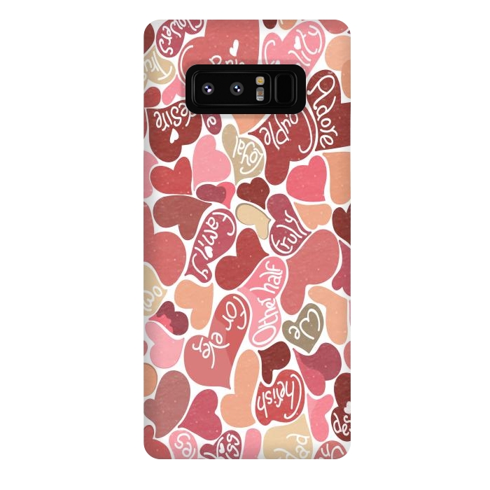 Galaxy Note 8 StrongFit Love hearts with loving words in red and beige by Paula Ohreen
