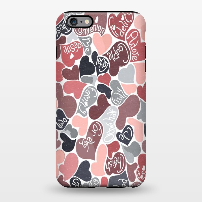 iPhone 6/6s plus StrongFit Love hearts with loving words in pink and grey by Paula Ohreen