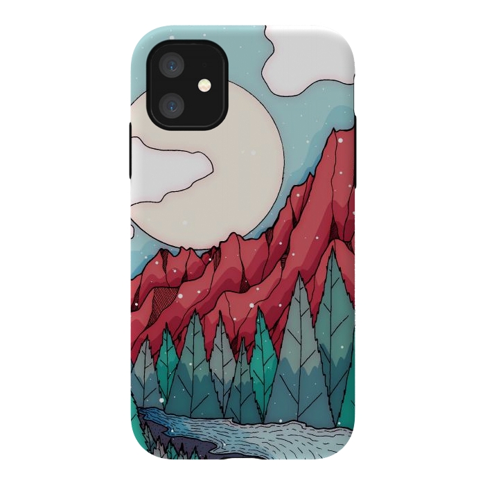 iPhone 11 StrongFit The red winter mountain river by Steve Wade (Swade)